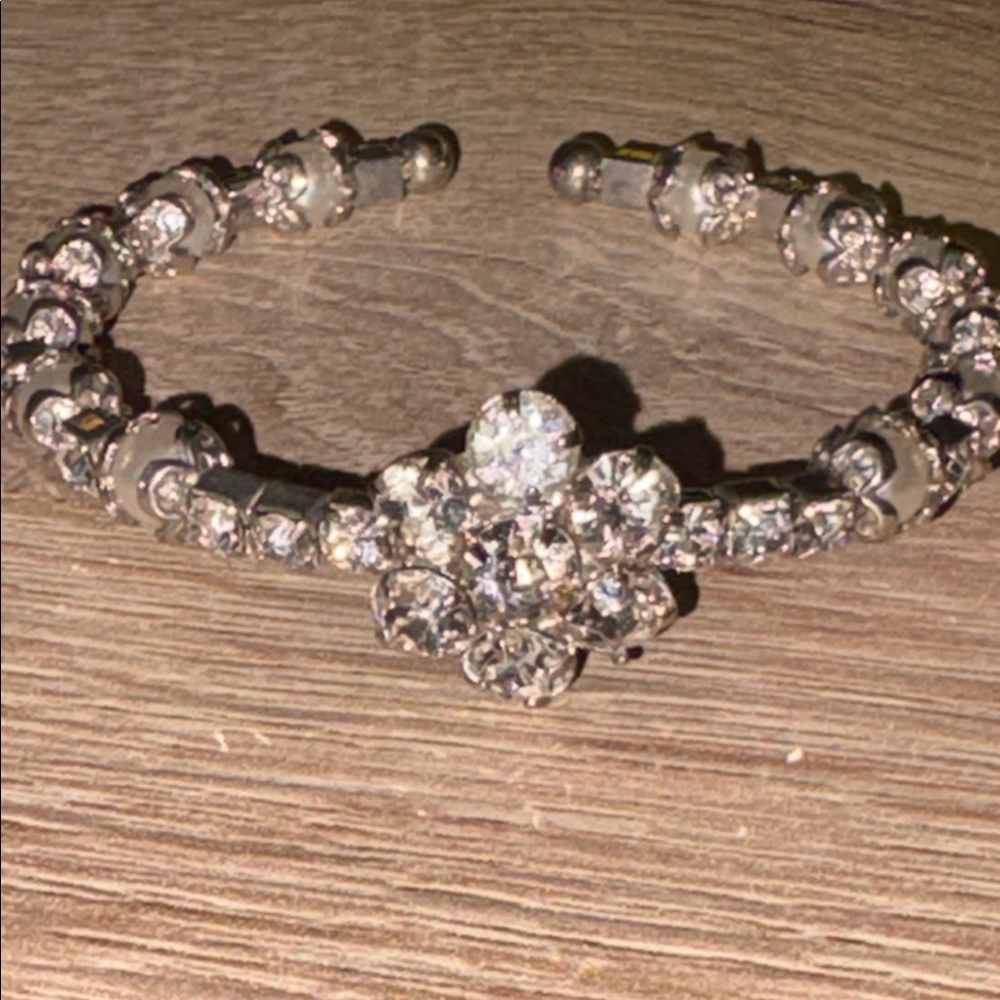 Artisan made rhinestone and faux pearl bracelet